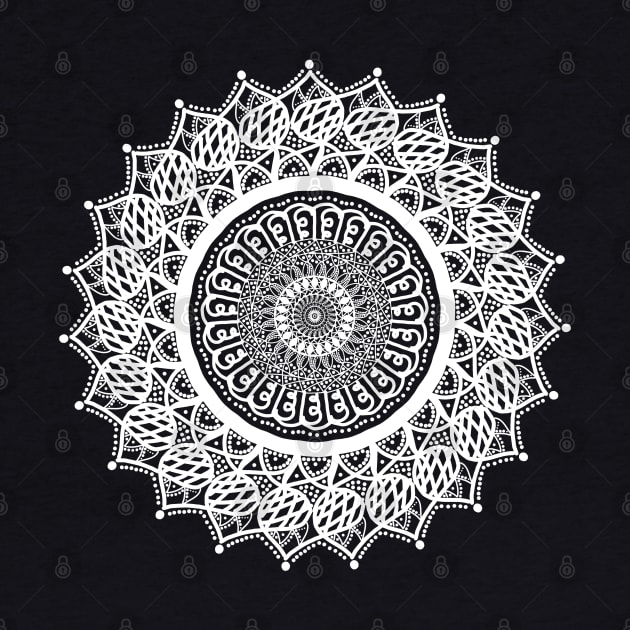 Contemporary White Mandala Pattern Design by TANSHAMAYA